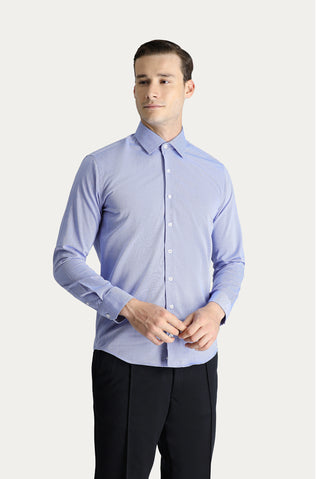  Koyu Mavi  Uzun Kol Slim Fit Dar Kesim Oxford Pamuk Gömlek