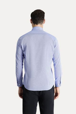  Koyu Mavi  Uzun Kol Slim Fit Dar Kesim Oxford Pamuk Gömlek