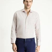 Medium Pink Long Sleeve Slim Fit Narrow Cut Patterned Cotton Shirt