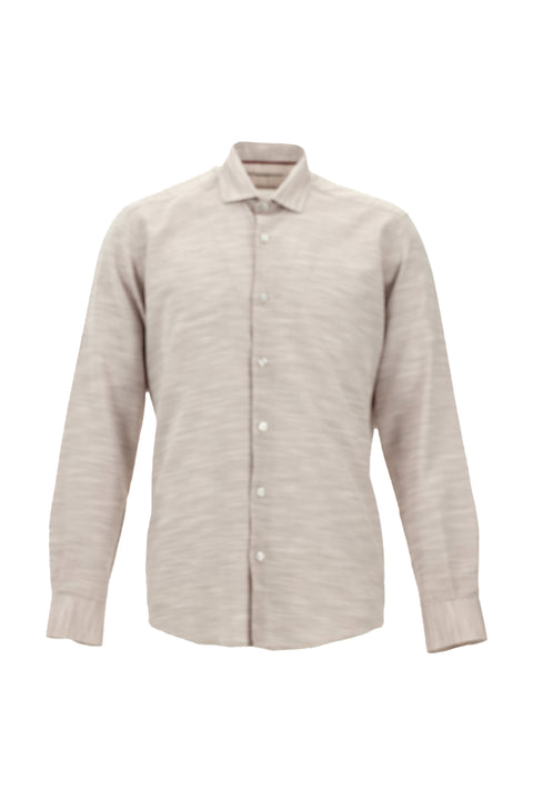 Medium Purple Long Sleeve Slim Fit Narrow Cut Patterned Cotton Shirt