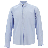 Light Blue Long Sleeve Slim Fit Narrow Cut Cotton Button-Down Collar Shirt