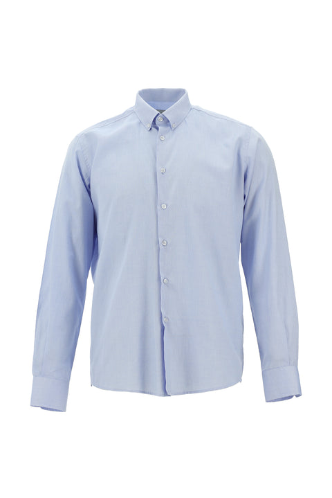 Light Blue Long Sleeve Slim Fit Narrow Cut Cotton Button-Down Collar Shirt