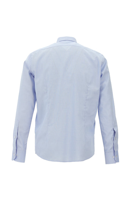 Light Blue Long Sleeve Slim Fit Narrow Cut Cotton Button-Down Collar Shirt