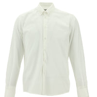 White Long Sleeve Slim Fit Narrow Cut Cotton Button-Down Collar Shirt