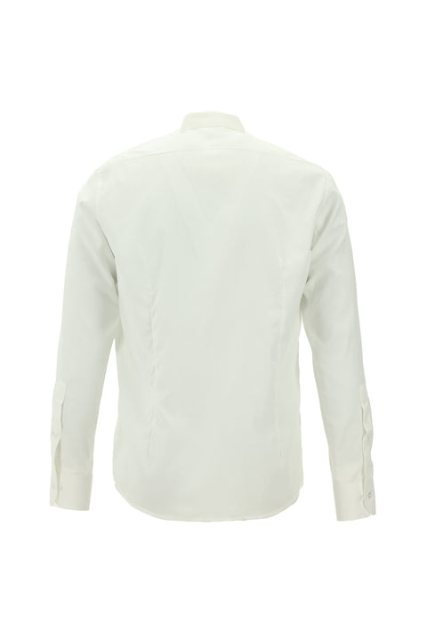 White Long Sleeve Slim Fit Narrow Cut Cotton Button-Down Collar Shirt