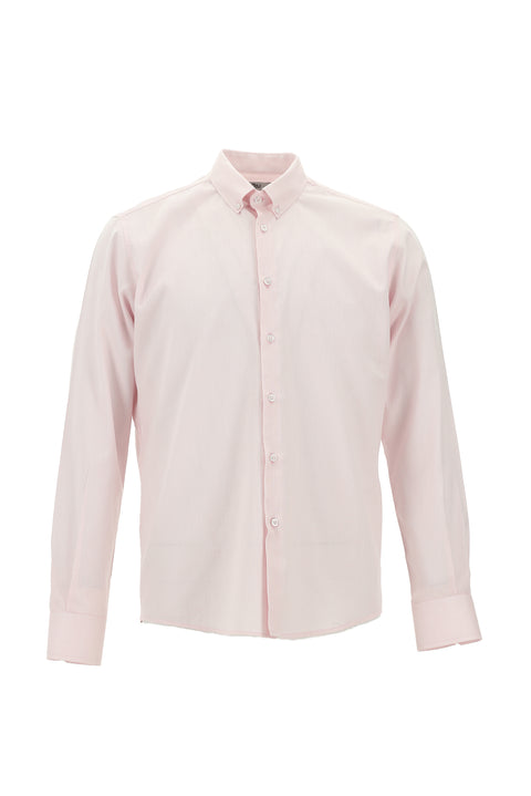 Pink Long Sleeve Slim Fit Narrow Cut Cotton Button-Down Collar Shirt