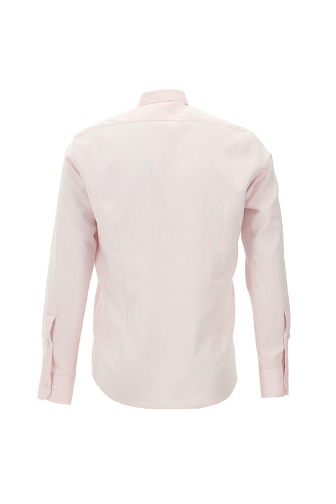 Pink Long Sleeve Slim Fit Narrow Cut Cotton Button-Down Collar Shirt