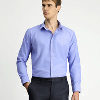 Dark Blue Long Sleeve Slim Fit Patterned Classic Cotton Shirt