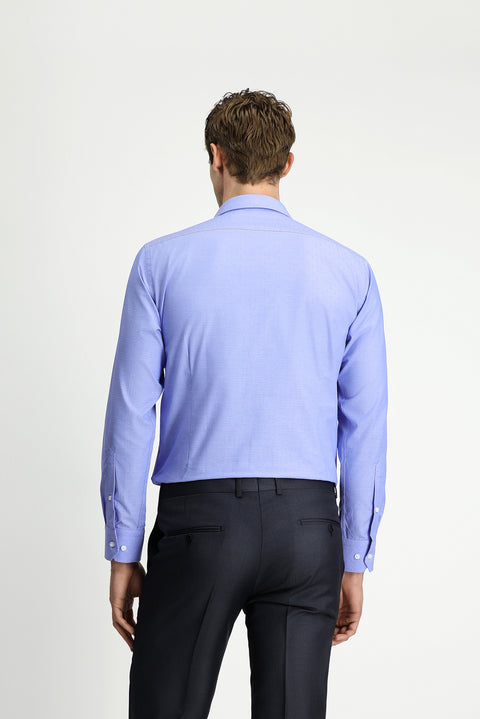 Dark Blue Long Sleeve Slim Fit Patterned Classic Cotton Shirt