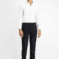 White Long Sleeve Slim Fit Patterned Cotton Shirt