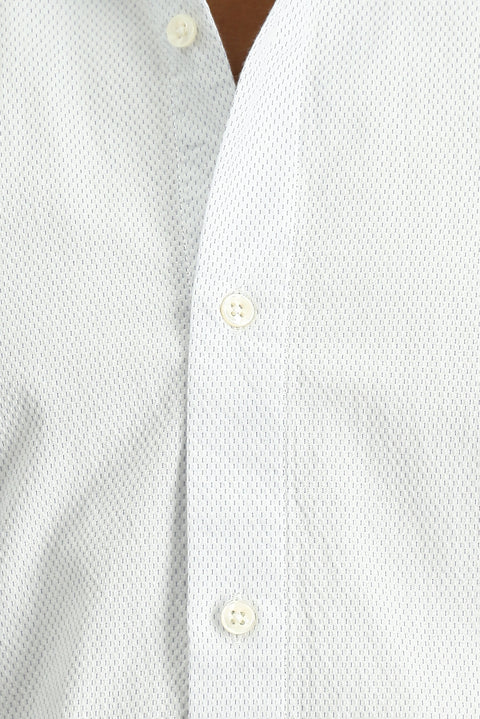 Light Navy Blue Long Sleeve Slim Fit Narrow Cut Patterned Classic Cotton Shirt