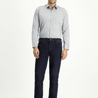 Medium Grey Long Sleeve Slim Fit Narrow Cut Patterned Cotton Classic Shirt