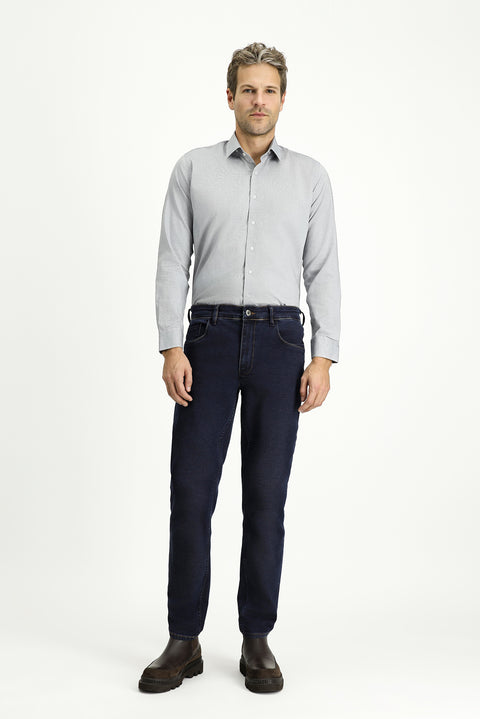 Medium Grey Long Sleeve Slim Fit Narrow Cut Patterned Cotton Classic Shirt