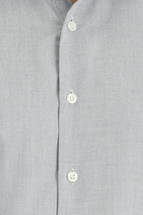 Medium Grey Long Sleeve Slim Fit Narrow Cut Patterned Cotton Classic Shirt