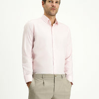 Pink Long Sleeve Slim Fit Narrow Cut Patterned Cotton Classic Shirt