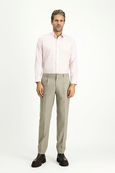 Pink Long Sleeve Slim Fit Narrow Cut Patterned Cotton Classic Shirt