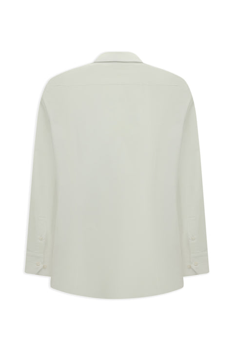 White Long Sleeve Slim Fit Narrow Cut Classic Patterned Cotton Shirt
