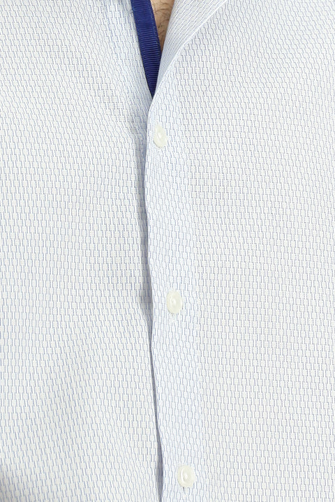 Blue Long Sleeve Slim Fit Narrow Cut Classic Patterned Cotton Shirt