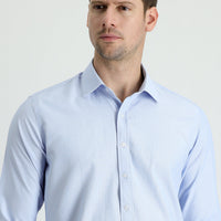 Sky Blue Long Sleeve Slim Fit Narrow Cut Classic Patterned Cotton Easy-Iron Shirt