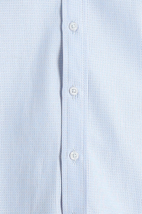 Sky Blue Long Sleeve Slim Fit Narrow Cut Classic Patterned Cotton Easy-Iron Shirt