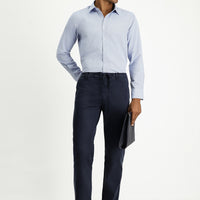 Blue Long Sleeve Slim Fit Narrow Cut Classic Patterned Cotton Easy Iron Shirt