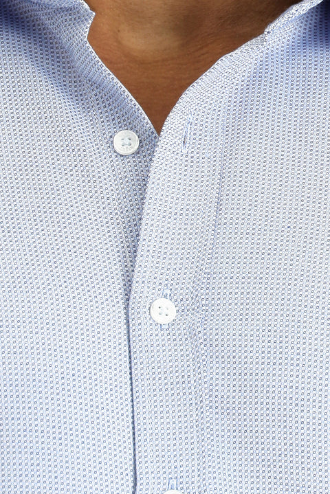 Blue Long Sleeve Slim Fit Narrow Cut Classic Patterned Cotton Easy Iron Shirt