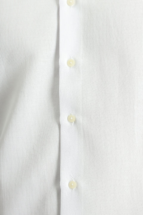 White Long Sleeve Slim Fit Narrow Cut Classic Patterned Cotton Easy Iron Shirt