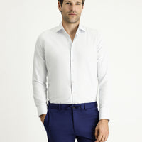 Light Blue Long Sleeve Slim Fit Narrow Cut Classic Patterned Cotton Easy-Iron Shirt