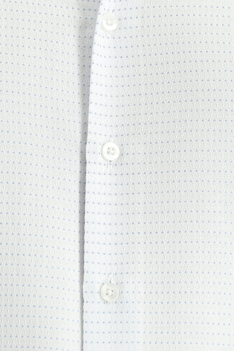 Light Blue Long Sleeve Slim Fit Narrow Cut Classic Patterned Cotton Easy-Iron Shirt