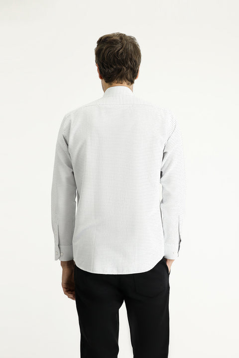 Blue Long Sleeve Slim Fit Narrow Cut Classic Patterned Cotton Easy Iron Shirt