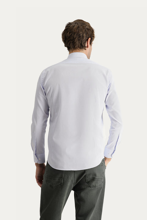 Açık Mavi Uzun Kol Slim Fit Dar Kesim Non Iron Pamuklu Gömlek