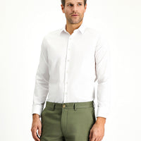 White Long Sleeve Slim Fit Classic Non-Iron Patterned Cotton Shirt