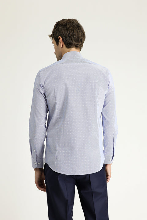 Dark Blue Long Sleeve Slim Fit Non-Iron Classic Patterned Cotton Shirt
