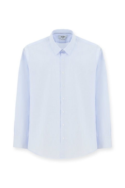 Light Blue Long Sleeve Slim Fit Non-Iron Classic Patterned Cotton Shirt