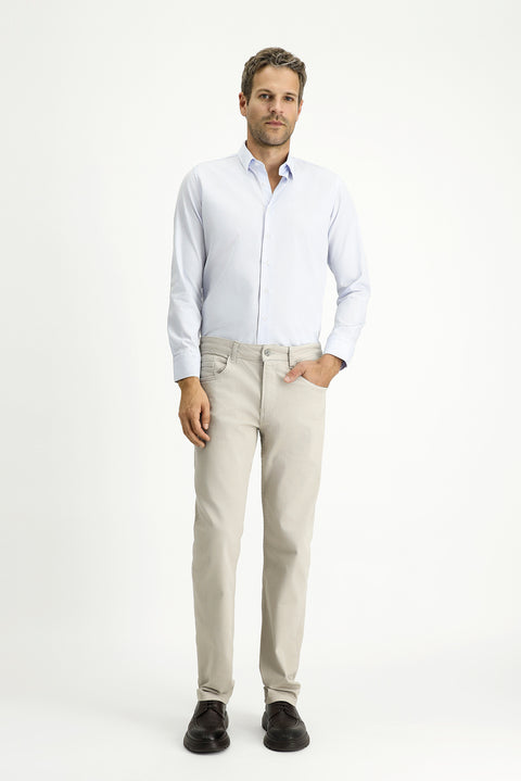 Light Blue Long Sleeve Slim Fit Non-Iron Classic Patterned Cotton Shirt