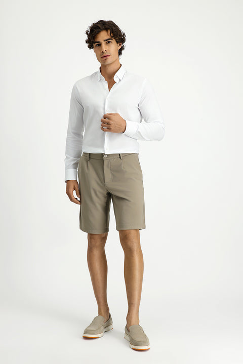 White Techno-Line Long Sleeve Slim Fit Narrow Cut Cotton Patterned Shirt