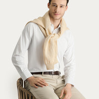 Light Blue Long Sleeve Classic Patterned Cotton Easy-Iron Shirt