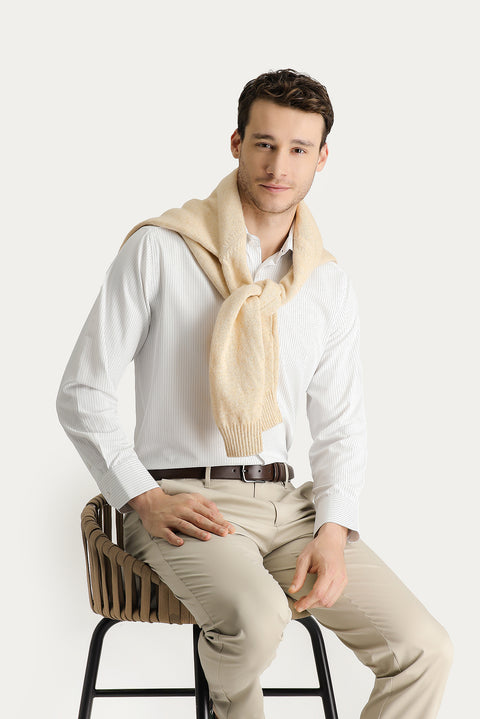 Light Blue Long Sleeve Classic Patterned Cotton Easy-Iron Shirt