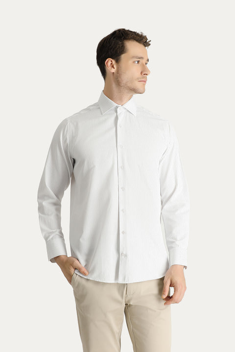 Light Blue Long Sleeve Classic Patterned Cotton Easy-Iron Shirt