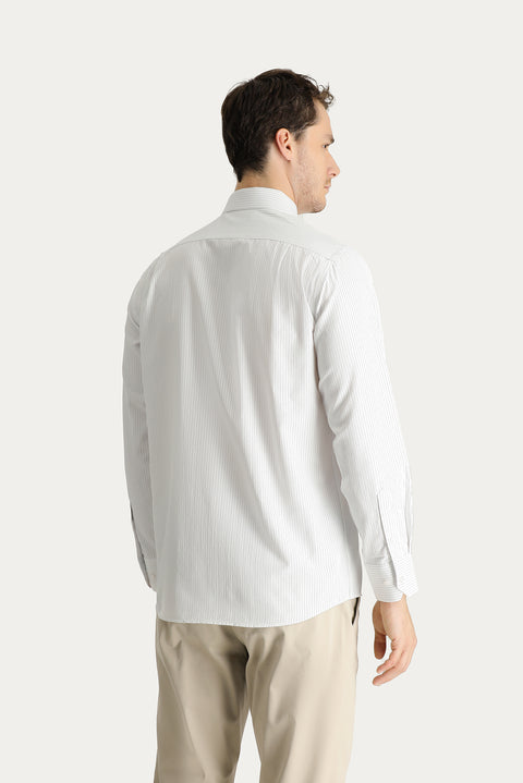 Light Blue Long Sleeve Classic Patterned Cotton Easy-Iron Shirt