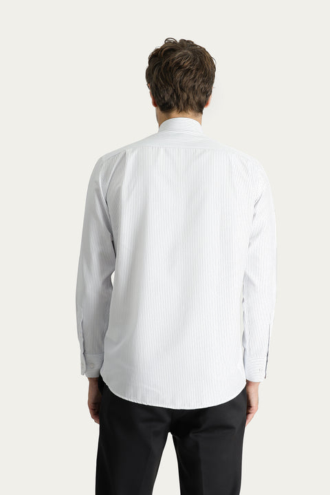 Blue Long-Sleeve Classic Patterned Cotton Easy-Iron Shirt