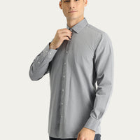 Medium Gray Long Sleeve Classic Patterned Cotton Shirt