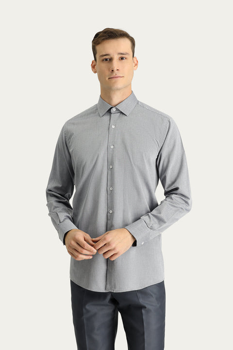 Medium Gray Long Sleeve Classic Patterned Cotton Shirt