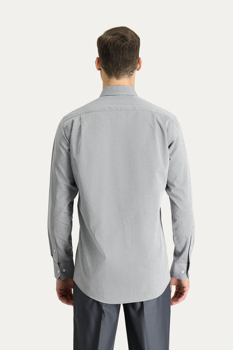 Medium Gray Long Sleeve Classic Patterned Cotton Shirt