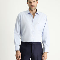Light Blue Long-Sleeve Classic Patterned Cotton Shirt
