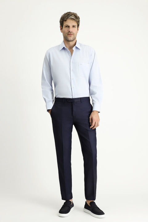 Light Blue Long-Sleeve Classic Patterned Cotton Shirt