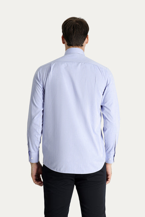 Aviator Blue Long Sleeve Classic Striped Cotton Shirt