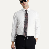 White Long-Sleeve Classic Striped Cotton Shirt