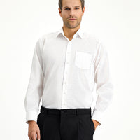 White Long Sleeve Classic Patterned Non-Iron Cotton Shirt
