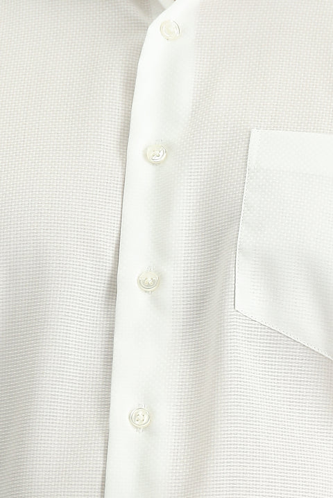 White Long Sleeve Classic Patterned Non-Iron Cotton Shirt
